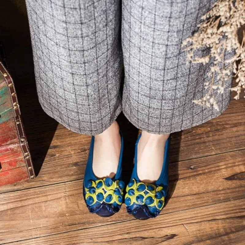 Handmade Leather Women's Flat Moccasins Shoes