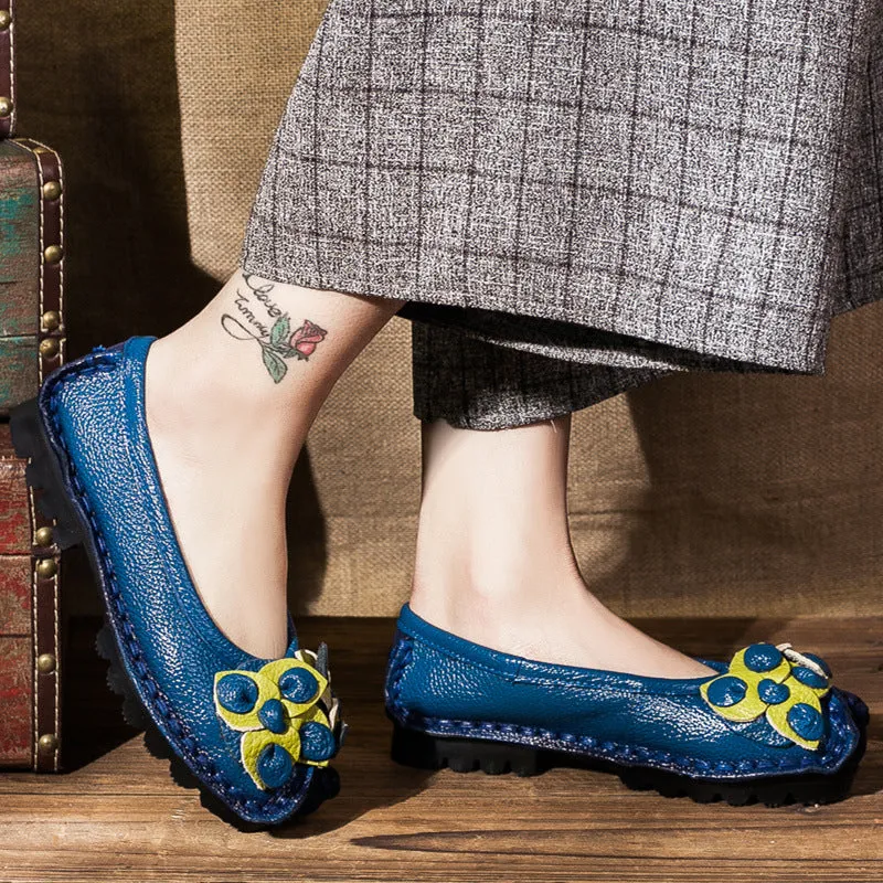 Handmade Leather Women's Flat Moccasins Shoes