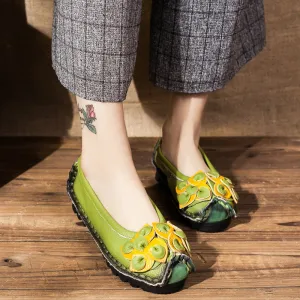 Handmade Leather Women's Flat Moccasins Shoes