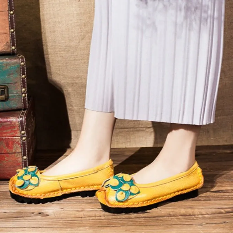 Handmade Leather Women's Flat Moccasins Shoes