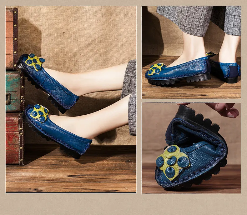 Handmade Leather Women's Flat Moccasins Shoes