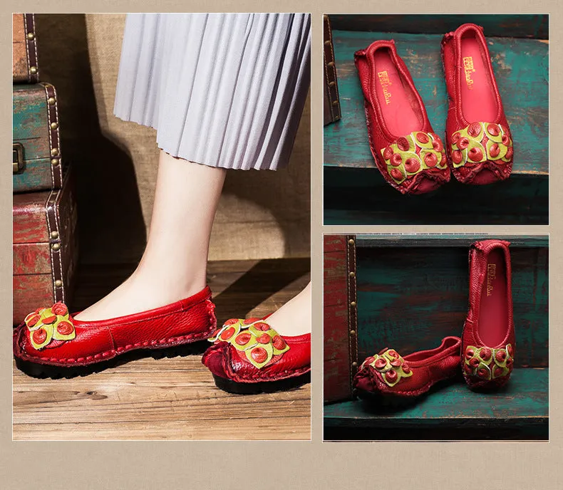 Handmade Leather Women's Flat Moccasins Shoes