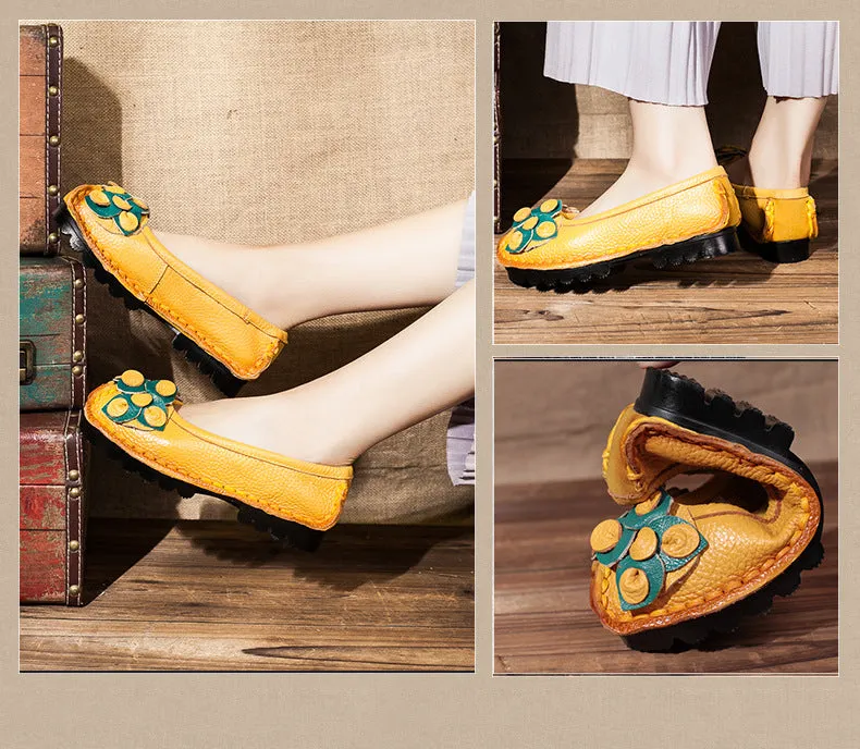 Handmade Leather Women's Flat Moccasins Shoes