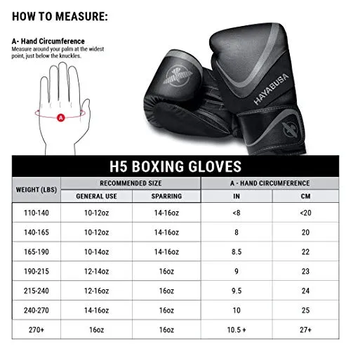 Hayabusa H5 Boxing Gloves for Men and Women - Black/Gold, 12 oz