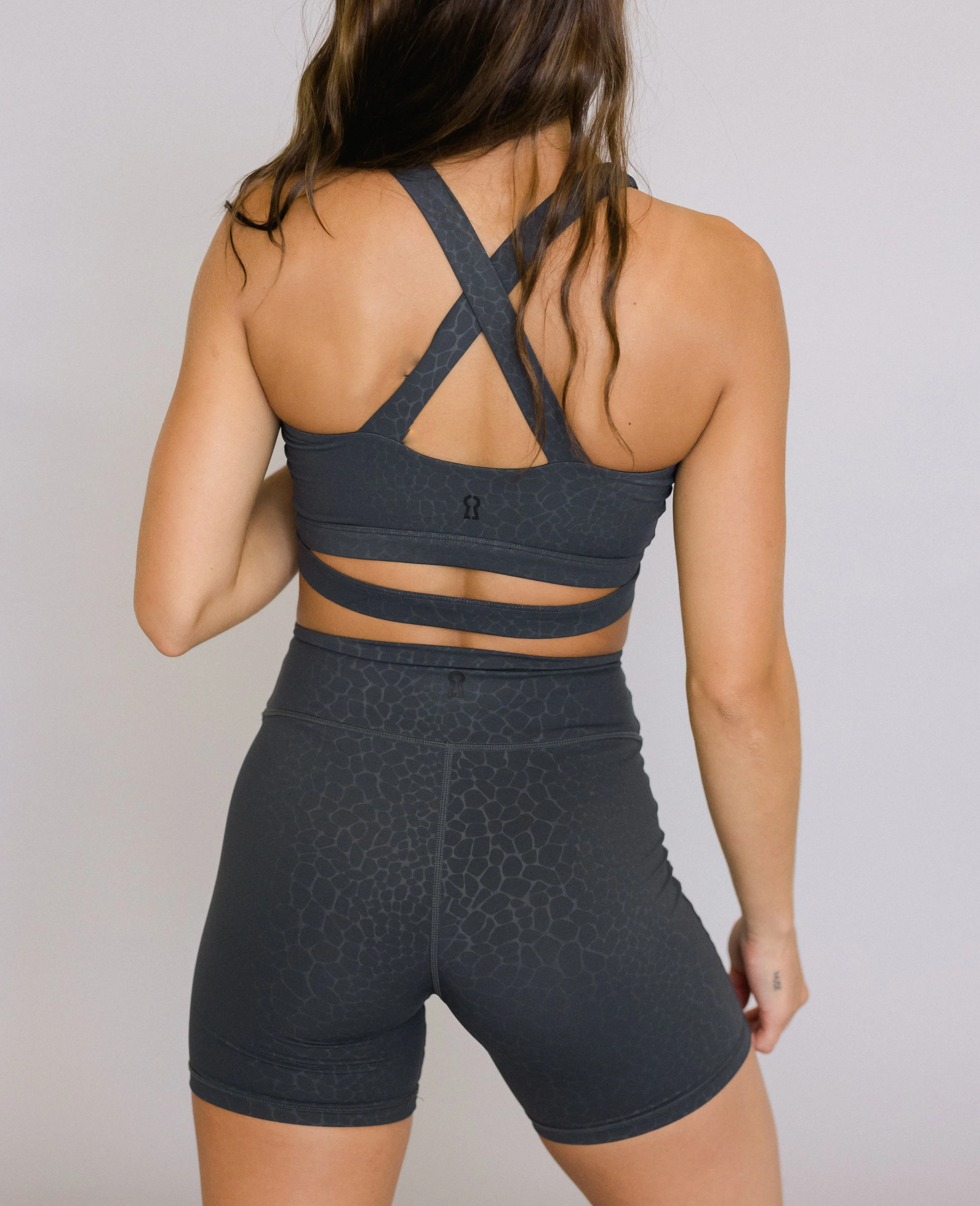 High Rise Biker Short - River Rocks
