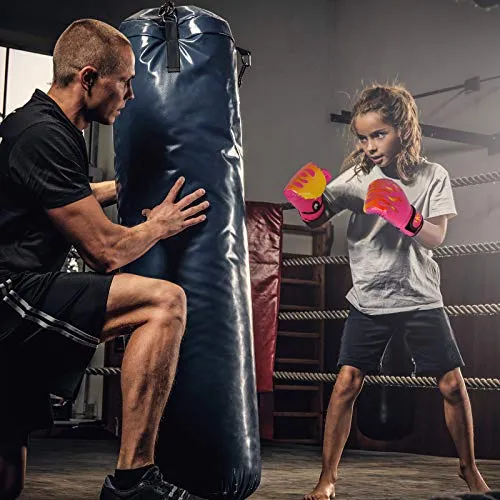 HOHJYA Kids Boxing Gloves, 4oz Boxing Gloves for Kids Boys Girls Junior Youth Toddlers, Training Gloves for Punching Bag, Kickboxing, Muay Thai, MMA, Sparring Age 3-15 Years