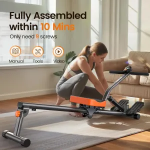Hydraulic Rower Machine with 16 Resistance Levels, 300LBS Loading Capacity