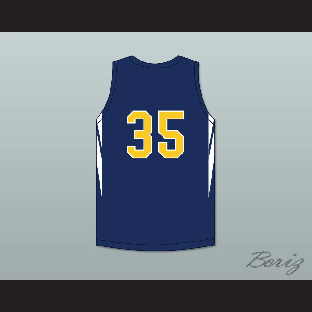 Jabari Walker 34 Campbell Hall School Vikings Navy Blue Basketball Jersey 1