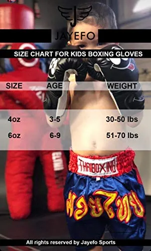 Jayefo Kids Boxing Gloves 4 OZ Training MMA Boys Girls Punching Kick Muay Thai Youth Junior (Yellow, 6 OZ)