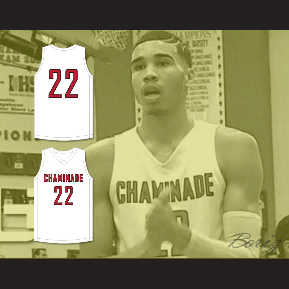 Jayson Tatum 22 Chaminade College Preparatory School Red Devils White Basketball Jersey 1