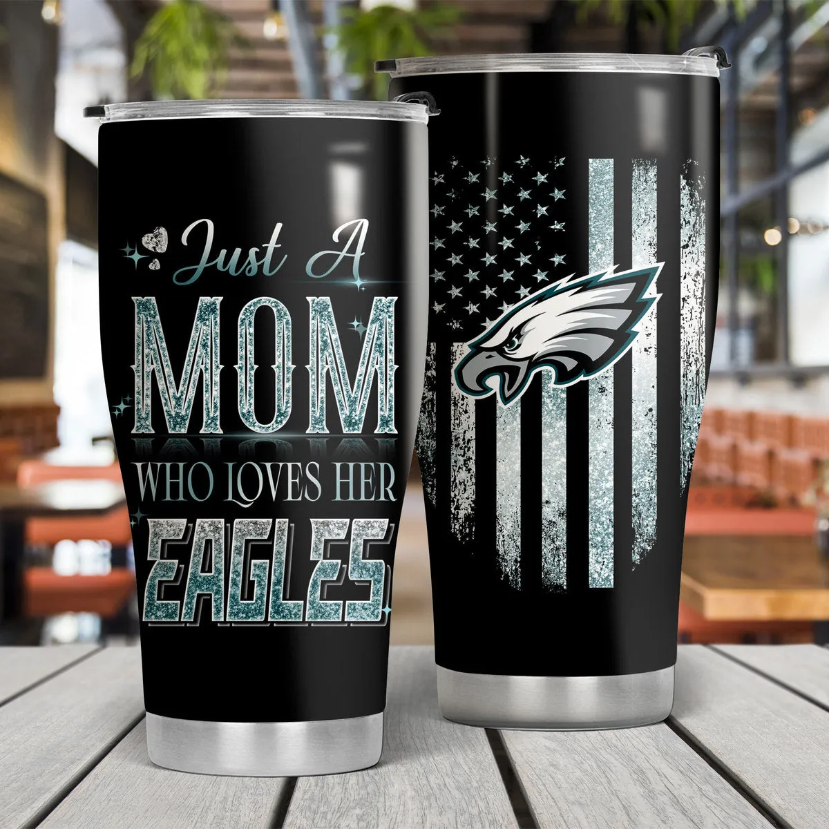 Just A Mom Who Loves Her Philadelphia Football Tumbler - Best Gift For Mother's Day (PLDPEG)