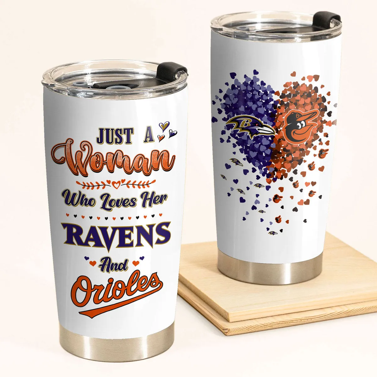 Just A Woman Who Loves Her Baltimore Football And Baseball Tumbler