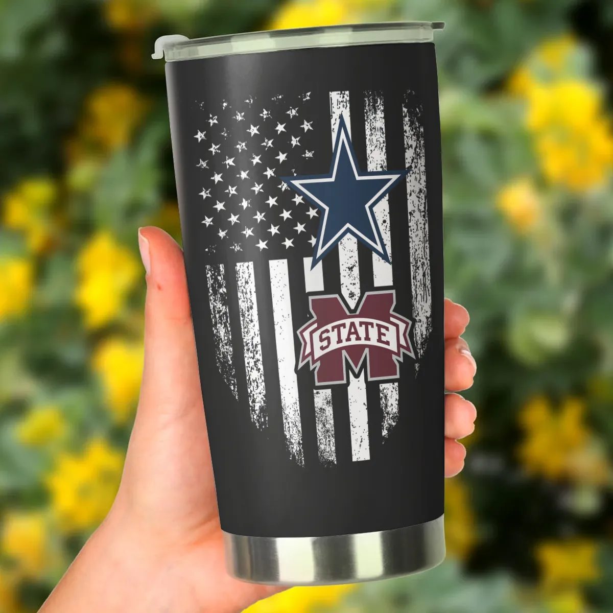 Just An Old Man Who Loves His Dallas Football And Mississippi State Football Tumbler