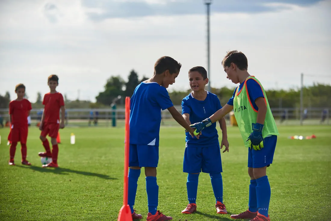 Kids' Football Goalkeeper Gloves F500 - Blue/Red
