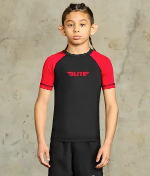 Kids' Standard Red Short Sleeve Training Rash Guard