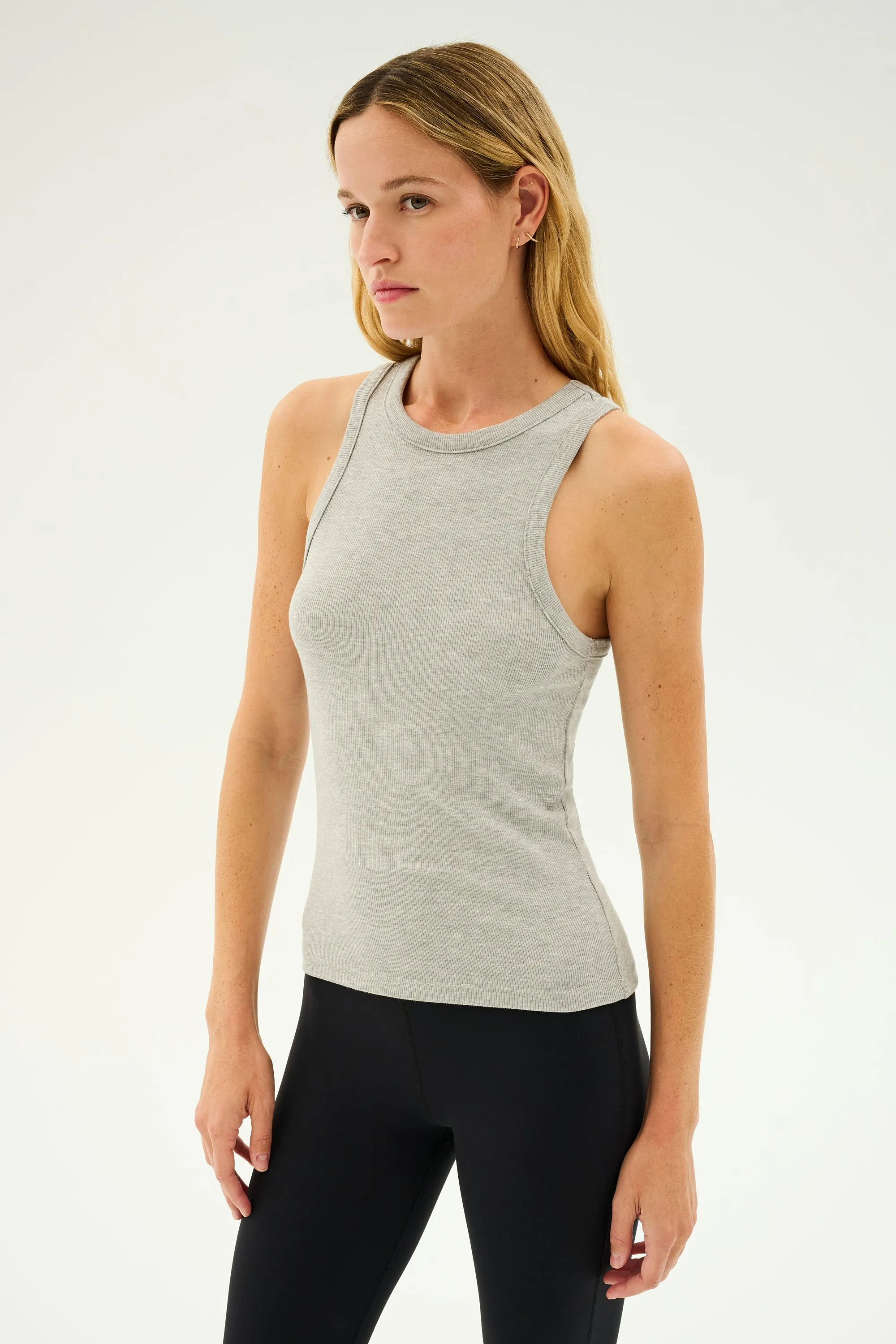Kiki Rib Tank Full Length - Heather Grey