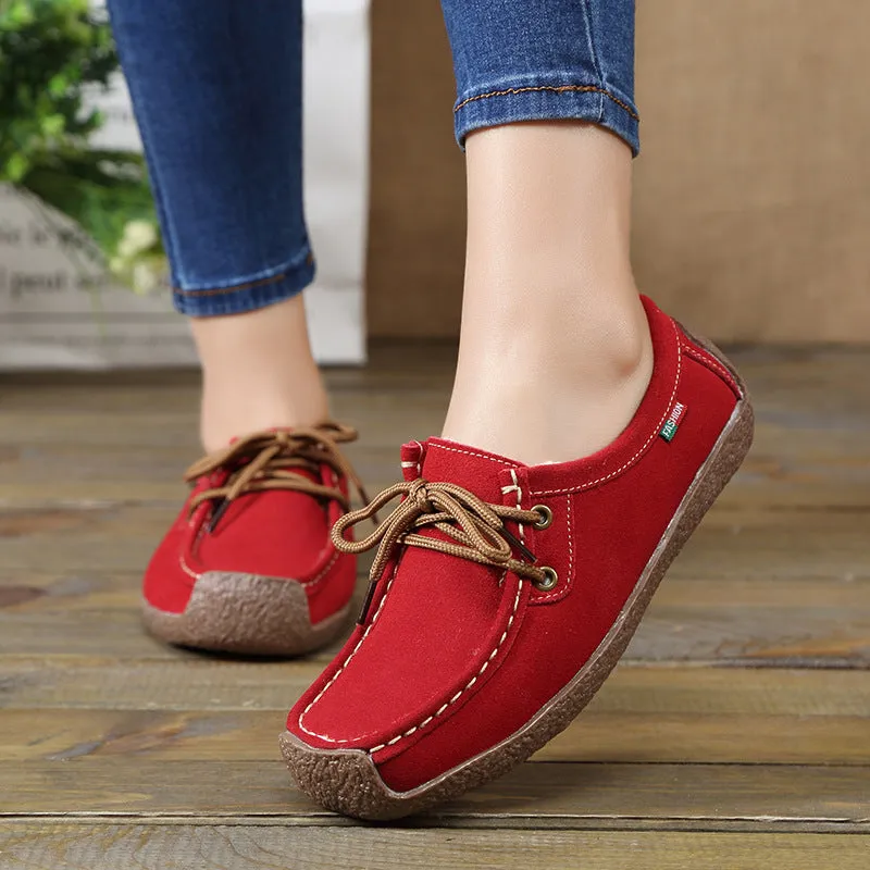 Lace-up Flat Shoes Sneakers Women Frosted Shoes
