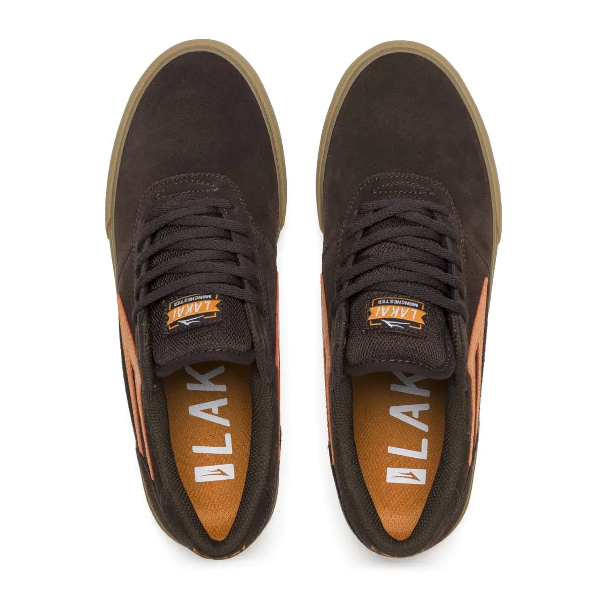 LAKAI SKATE SHOES: MANCHESTER Chocolate/Gum Suede. Size 8