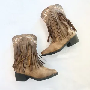 Leather Fringe Boot | Brown