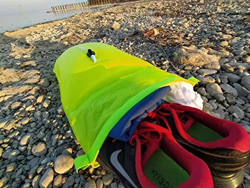 LimitlessXme Swim Buoy & Drybag - Safety for Swimmers, Open Water and Triathlon. Pull Buoy for Adults and Kids. Yellow Signal Swimming Bubble