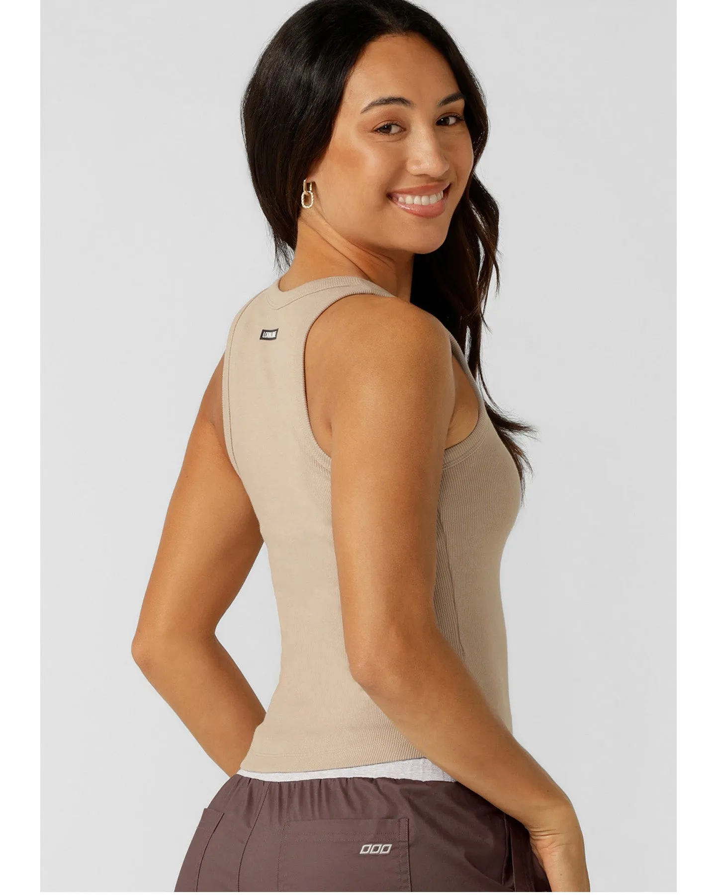 Lorna Jane Basics Rib Tank - Latte