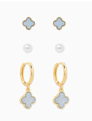 Lucky Clover earring Set-Blue