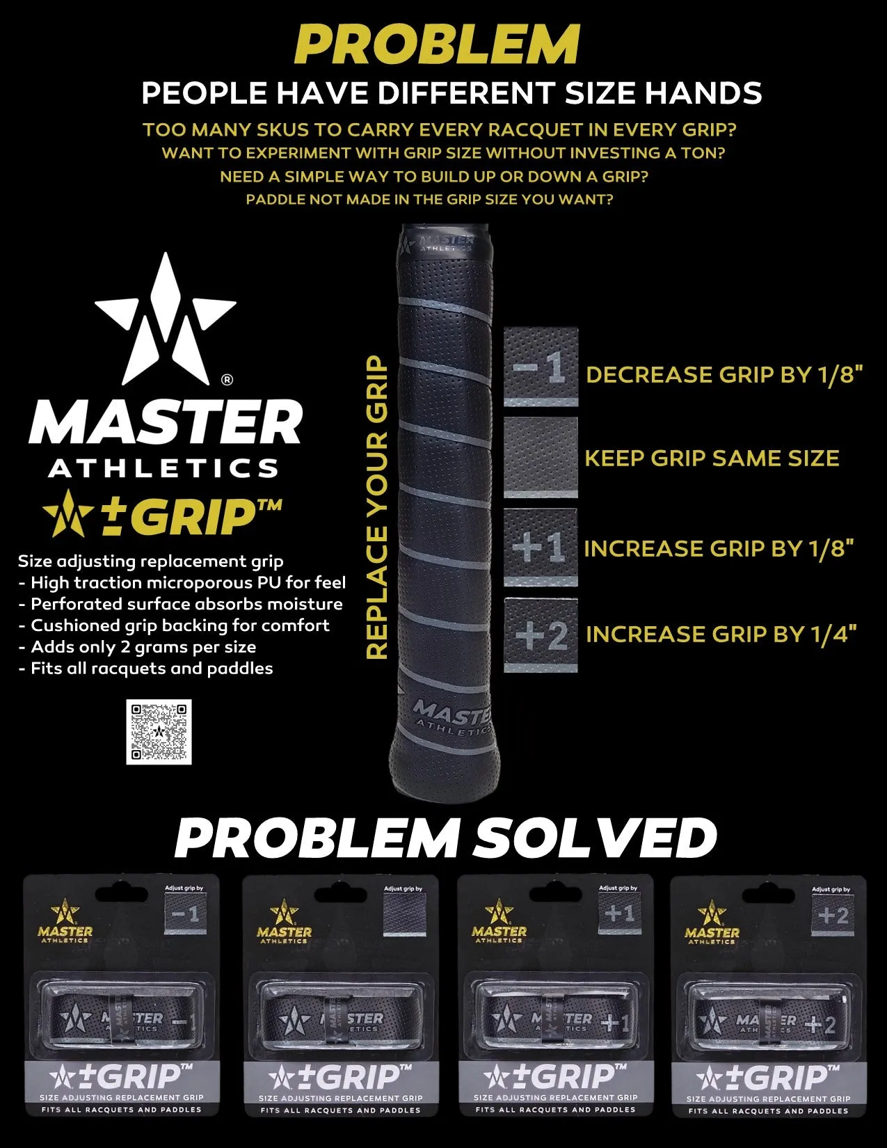 Master Athletics  -Grip™ Size Adjusting Replacement Grip