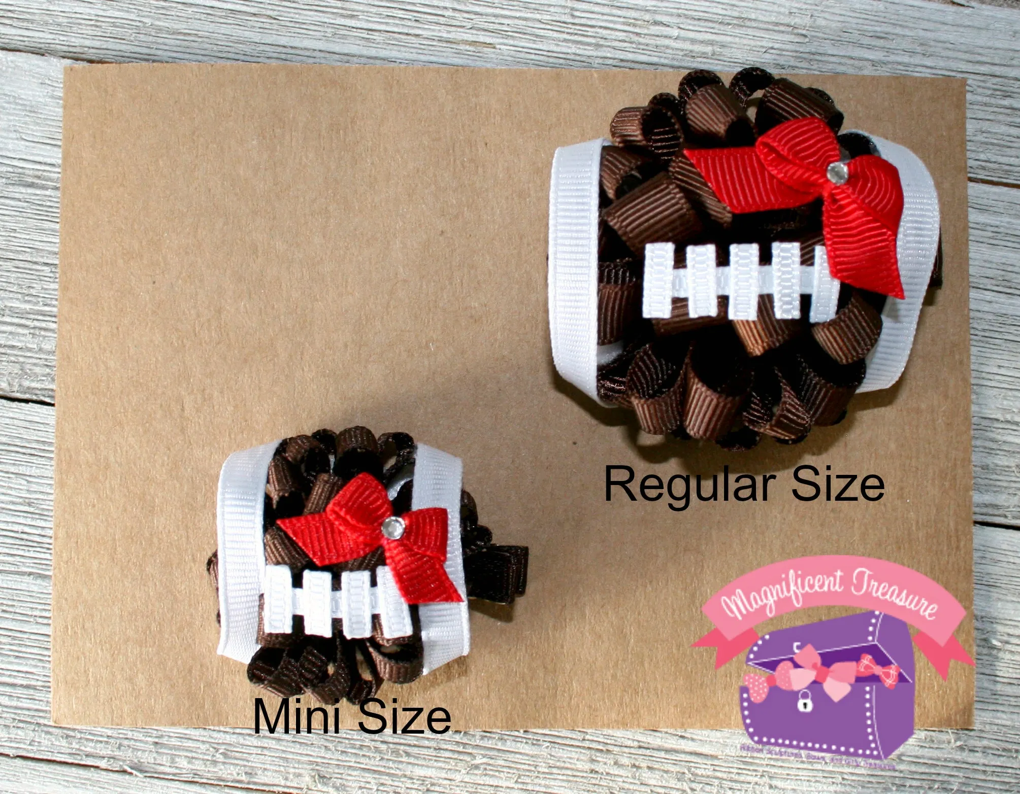 Mini Size Football Girls Hair Bow - You Choose Team Color - Puff Bow