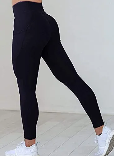 MONKDEER Side Pocket Gym wear Leggings Ankle Length Workout Pants with Phone Pockets | Stretchable Tights | Mid Waist Sports Fitness Yoga Track Pants for Girls & Women(WT-08BLUE34)