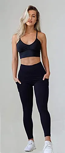 MONKDEER Side Pocket Gym wear Leggings Ankle Length Workout Pants with Phone Pockets | Stretchable Tights | Mid Waist Sports Fitness Yoga Track Pants for Girls & Women(WT-08BLUE34)