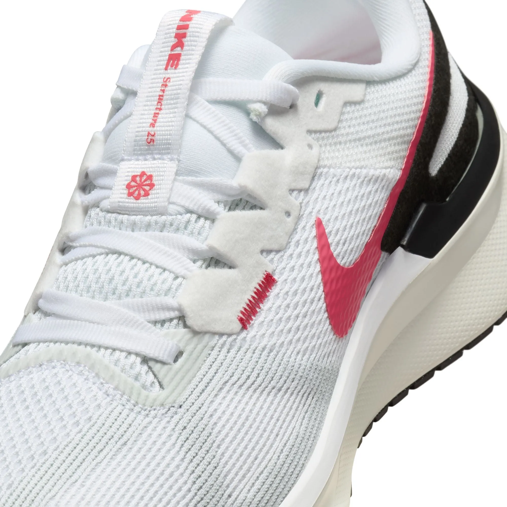 Nike Air Zoom Structure 25 (B Width) - White/Black Aster Pink (Womens)