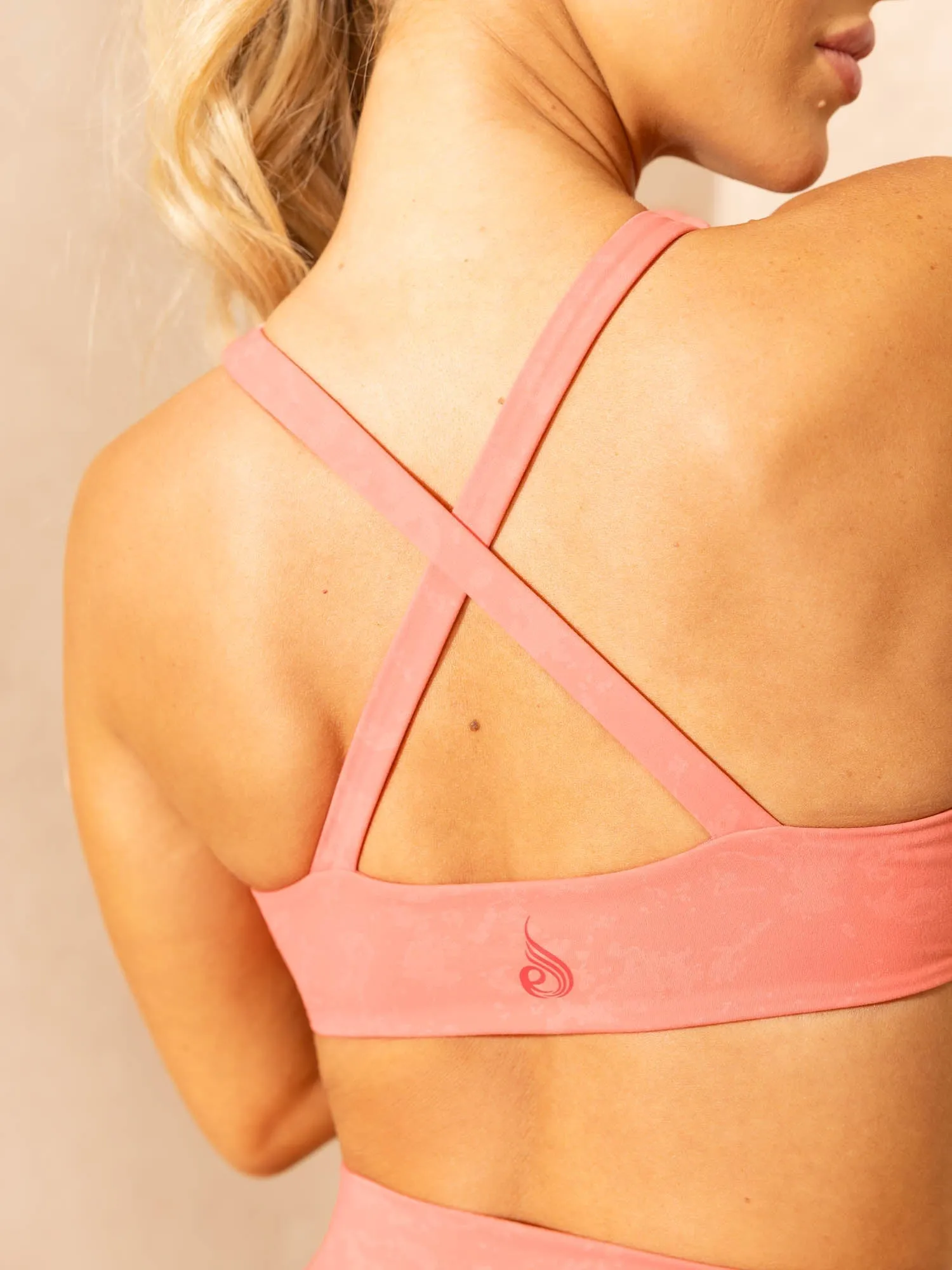 NKD Stonewash Twist Sports Bra - Coral Stonewash