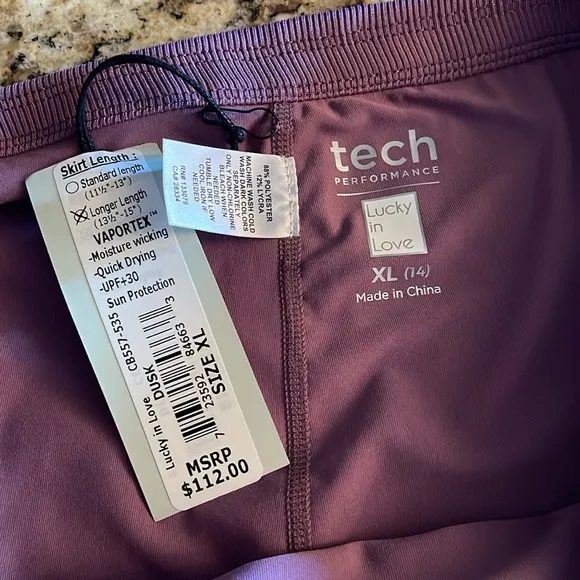 NWT Lucky in Love tech performance tennis skirt XL