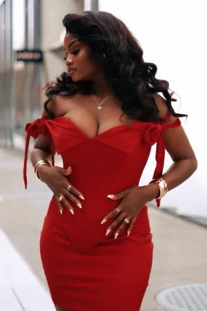 OGA BABE CORSET TOP & SKIRT-RED