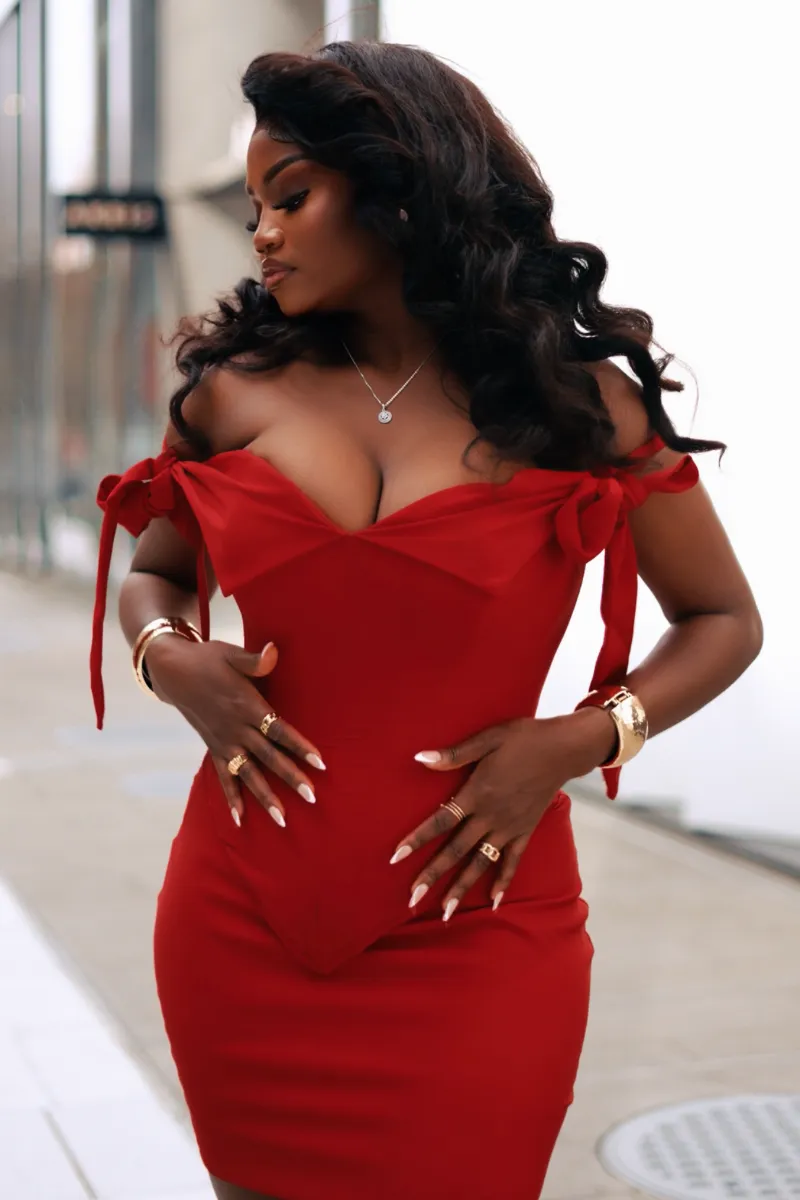 OGA BABE CORSET TOP & SKIRT-RED