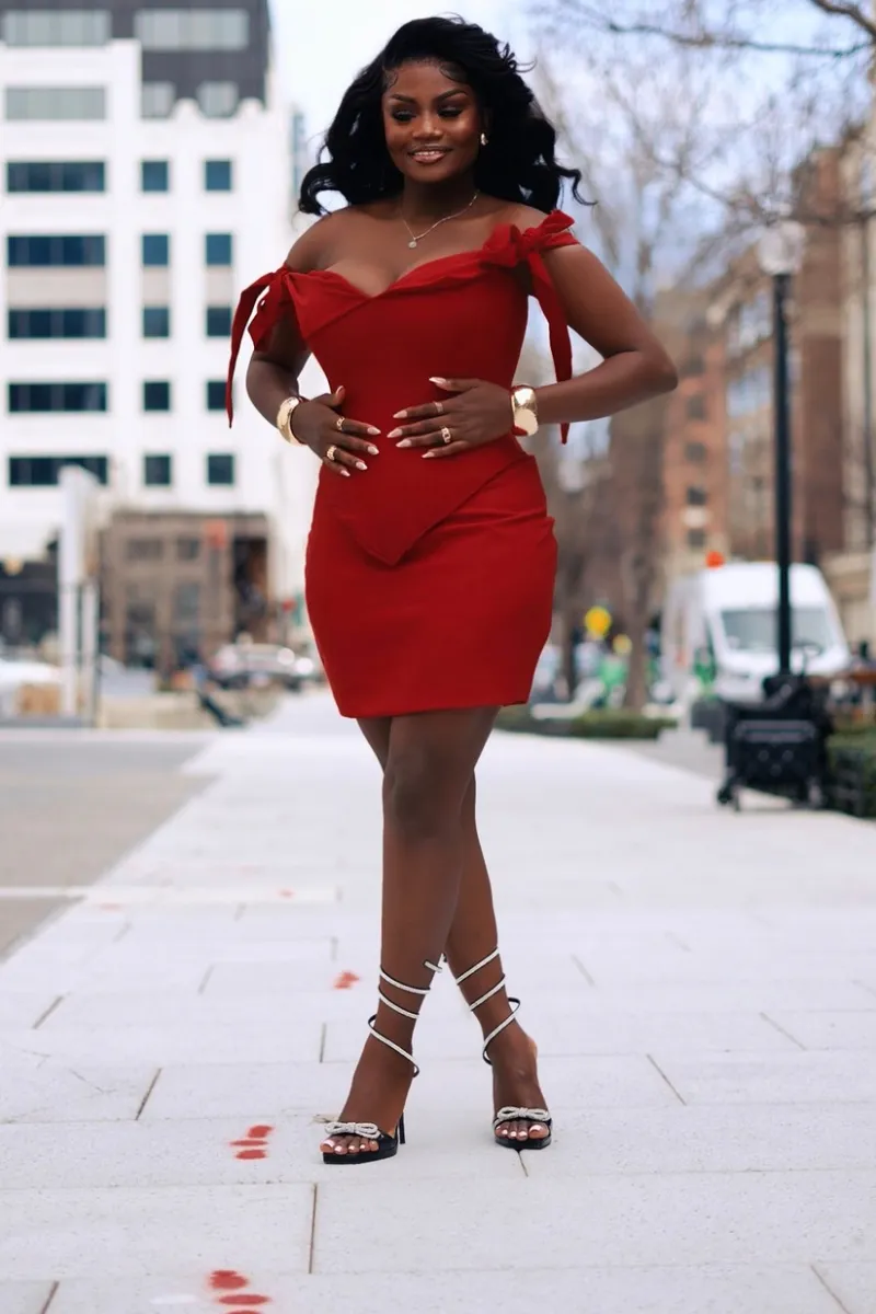 OGA BABE CORSET TOP & SKIRT-RED