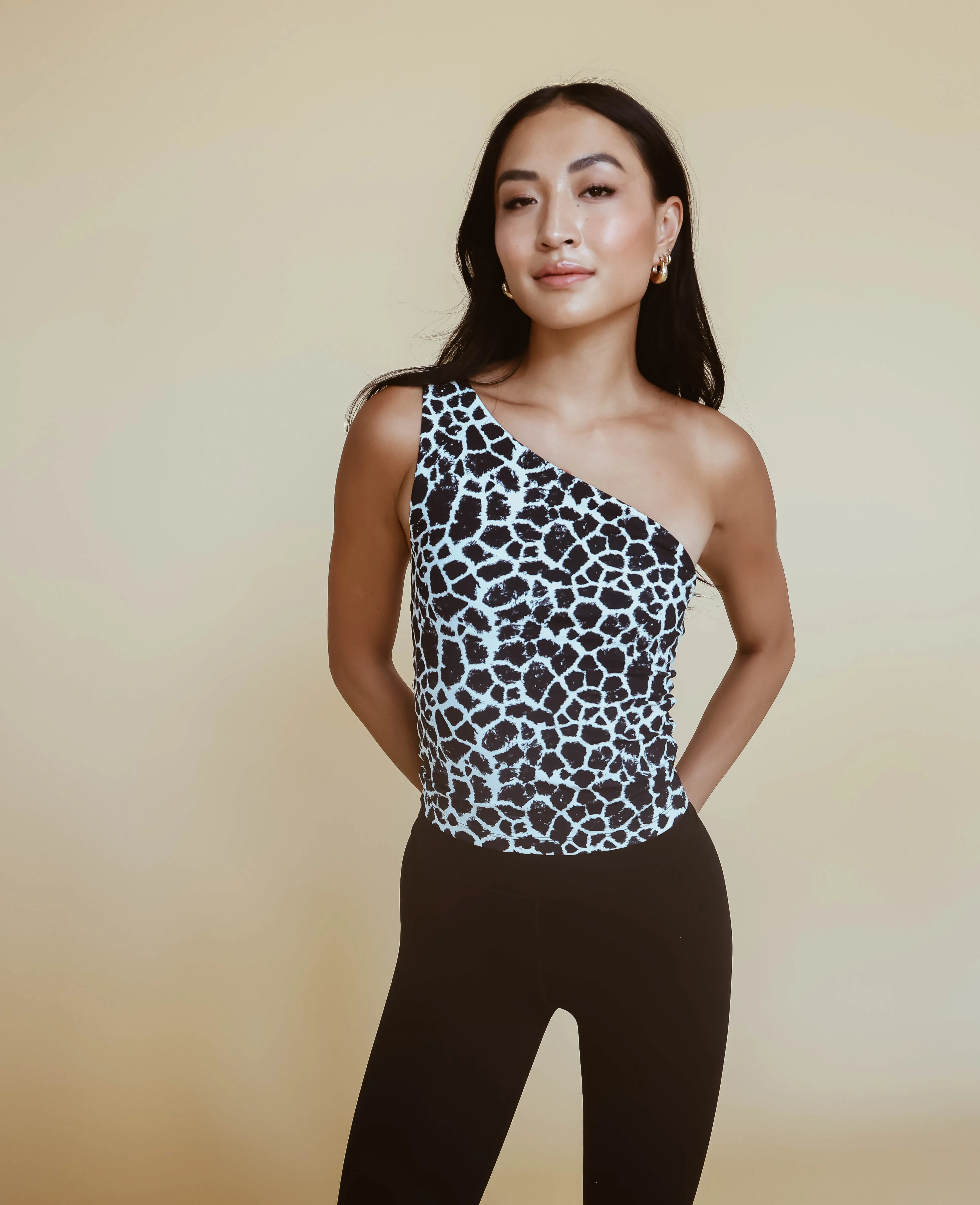One Shoulder Strapped Top - Giraffe