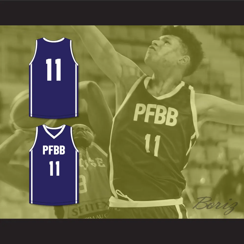 Ousmane Dieng 11 PFBB Pole France BasketBall Navy Blue Basketball Jersey 1