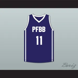 Ousmane Dieng 11 PFBB Pole France BasketBall Navy Blue Basketball Jersey 1