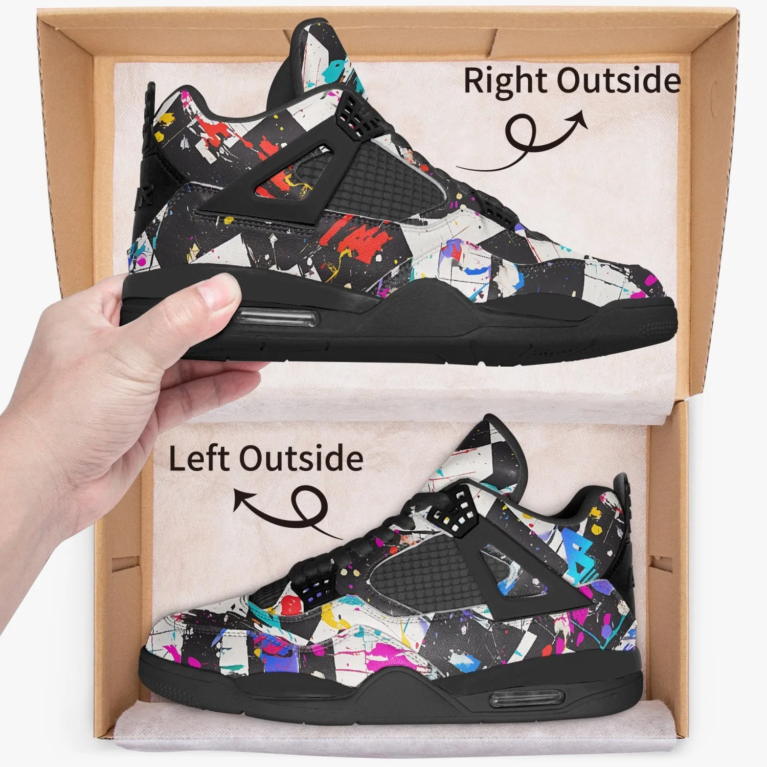 Paint Splattered SKA Checkered Basketball Shoes Unisex