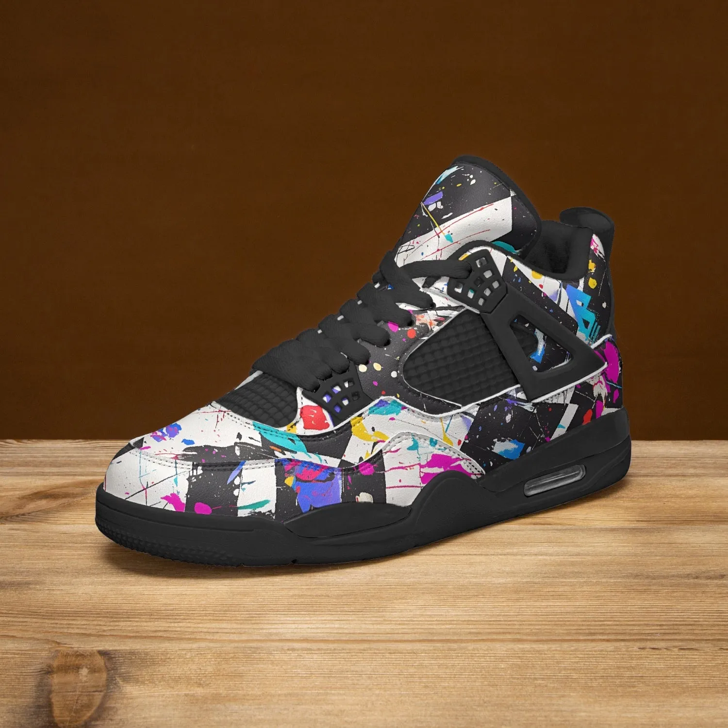 Paint Splattered SKA Checkered Basketball Shoes Unisex