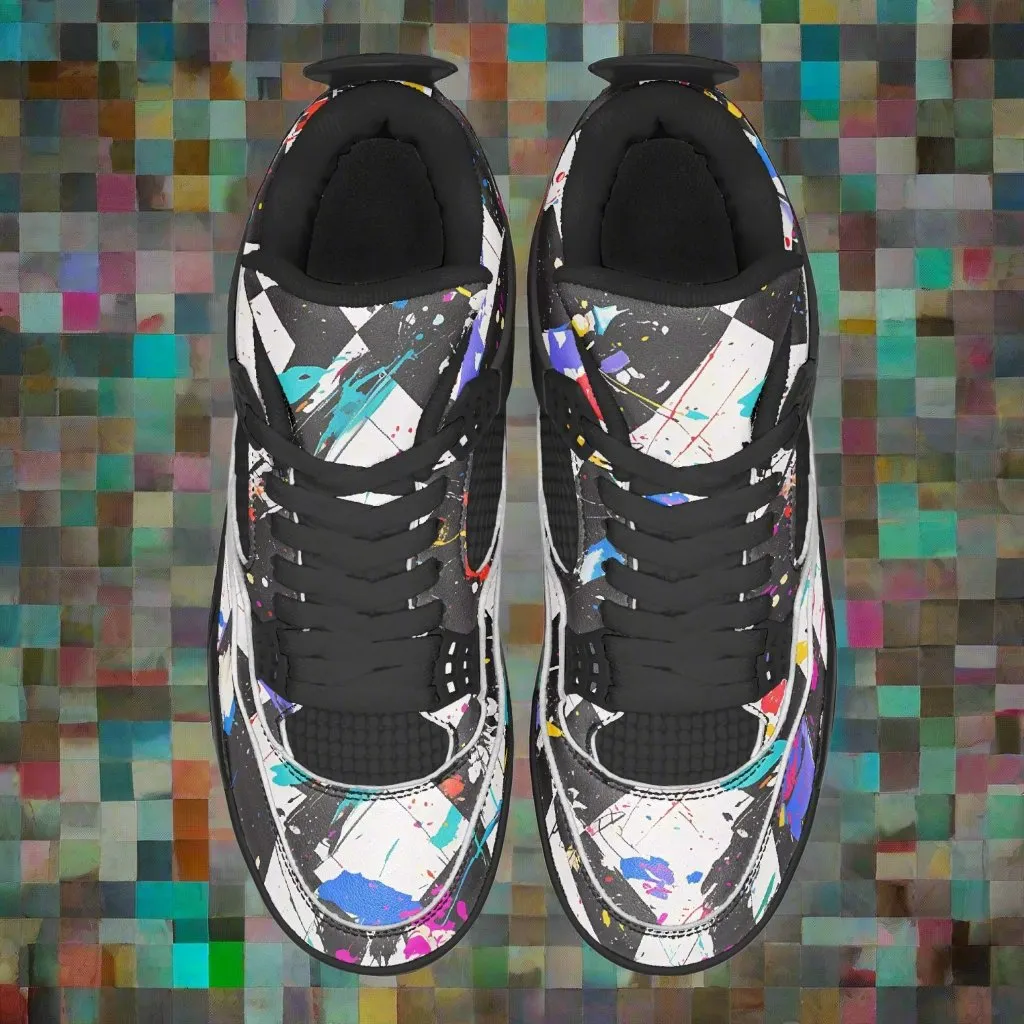 Paint Splattered SKA Checkered Basketball Shoes Unisex