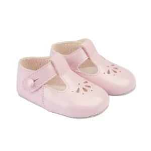 Pink Patent Petal Punch T-Bar Shoes