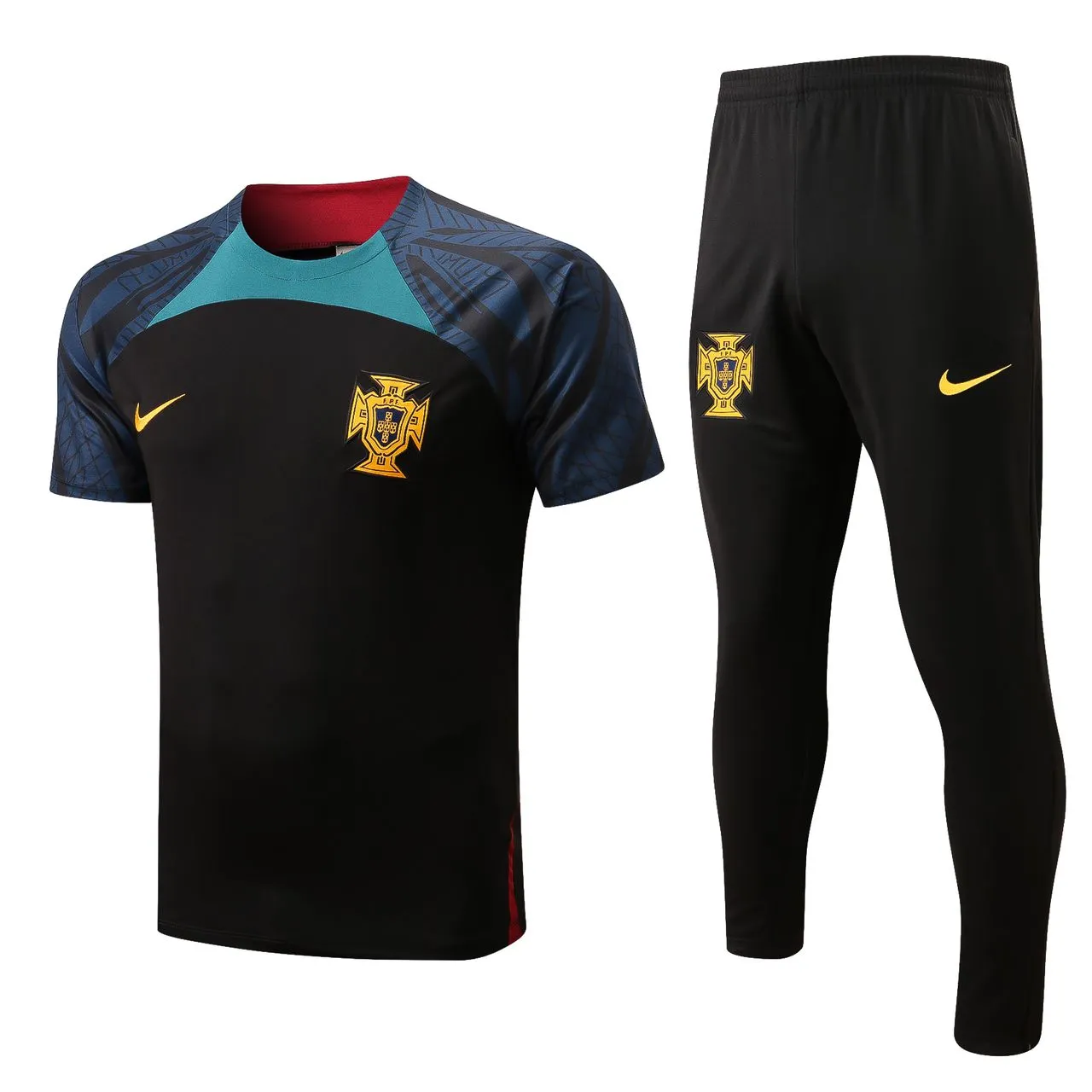 PORTUGAL NATIONAL TEAM BLACK TRAINING SOCCER TRACK KIT 2022-23