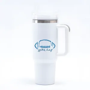 "Game Day" 40oz. Stainless Steel Travel Tumbler with Straw and Handle