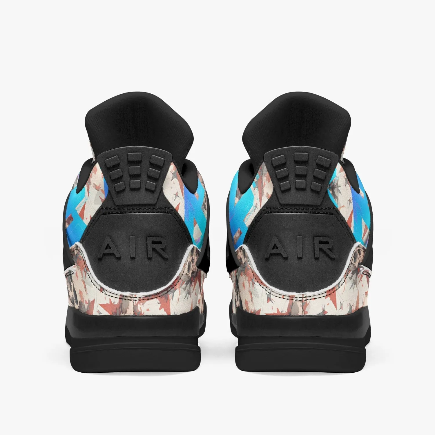 Red Stars, Ivory Skulls -  Basketball Sneakers -Black Sole