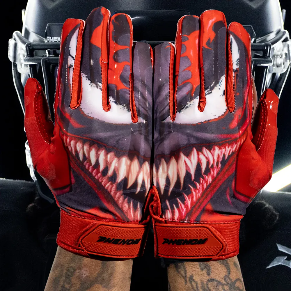Red Villain Football Gloves - VPS1 by Phenom Elite