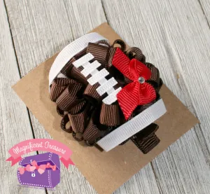 Regular Size Football Girls Hair Bow - You Choose Team Color - Puff Bow