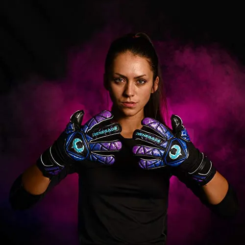 Renegade GK Vortex Storm Roll Cut Level 3 Mens & Womens Goalie Gloves with German Hypergrip Palms - Goalkeeper Gloves Soccer - Goalie Gloves Size 11 Black, Blue, Purple