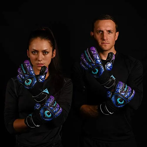 Renegade GK Vortex Storm Roll Cut Level 3 Mens & Womens Goalie Gloves with German Hypergrip Palms - Goalkeeper Gloves Soccer - Goalie Gloves Size 11 Black, Blue, Purple